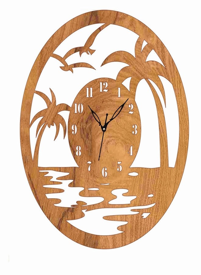 ADK Trendy Roman Wooden Clock, Wood Carving MDF Design Wall Clock, Perfect for Office, Classroom, Bedroom, Living Room, Kitchen, Restaurant,Hotel etc 17 - Image 1